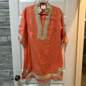 Sail to Sable Women’s Sherbert with Gold Trim Linen Dress